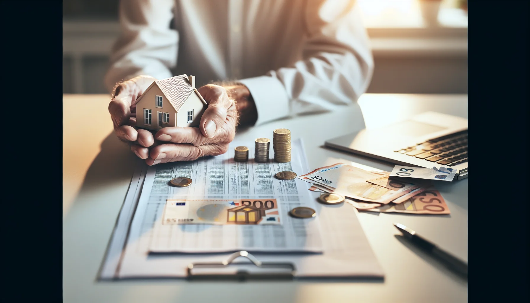 Altersvorsorge Pforzheim - Finanzplanung mit Münzen und Hausmodell