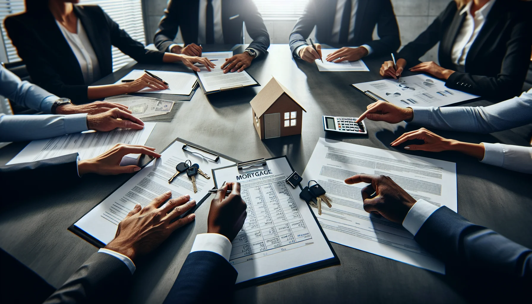 Baufinanzierungsberatung mit Dokumenten und Immobilienplänen