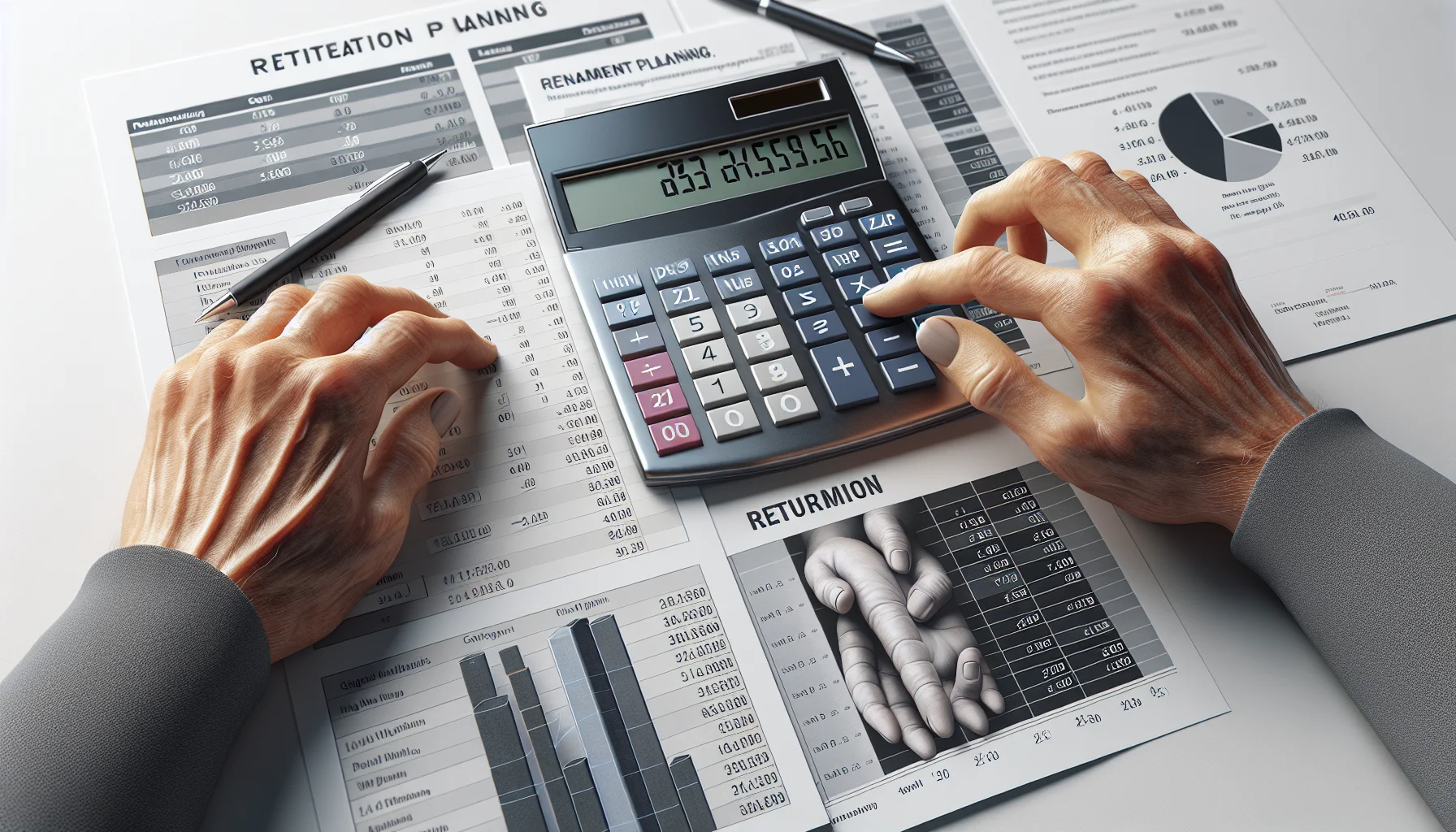 Berechnung der Rentenlücke mit Taschenrechner und Finanzunterlagen