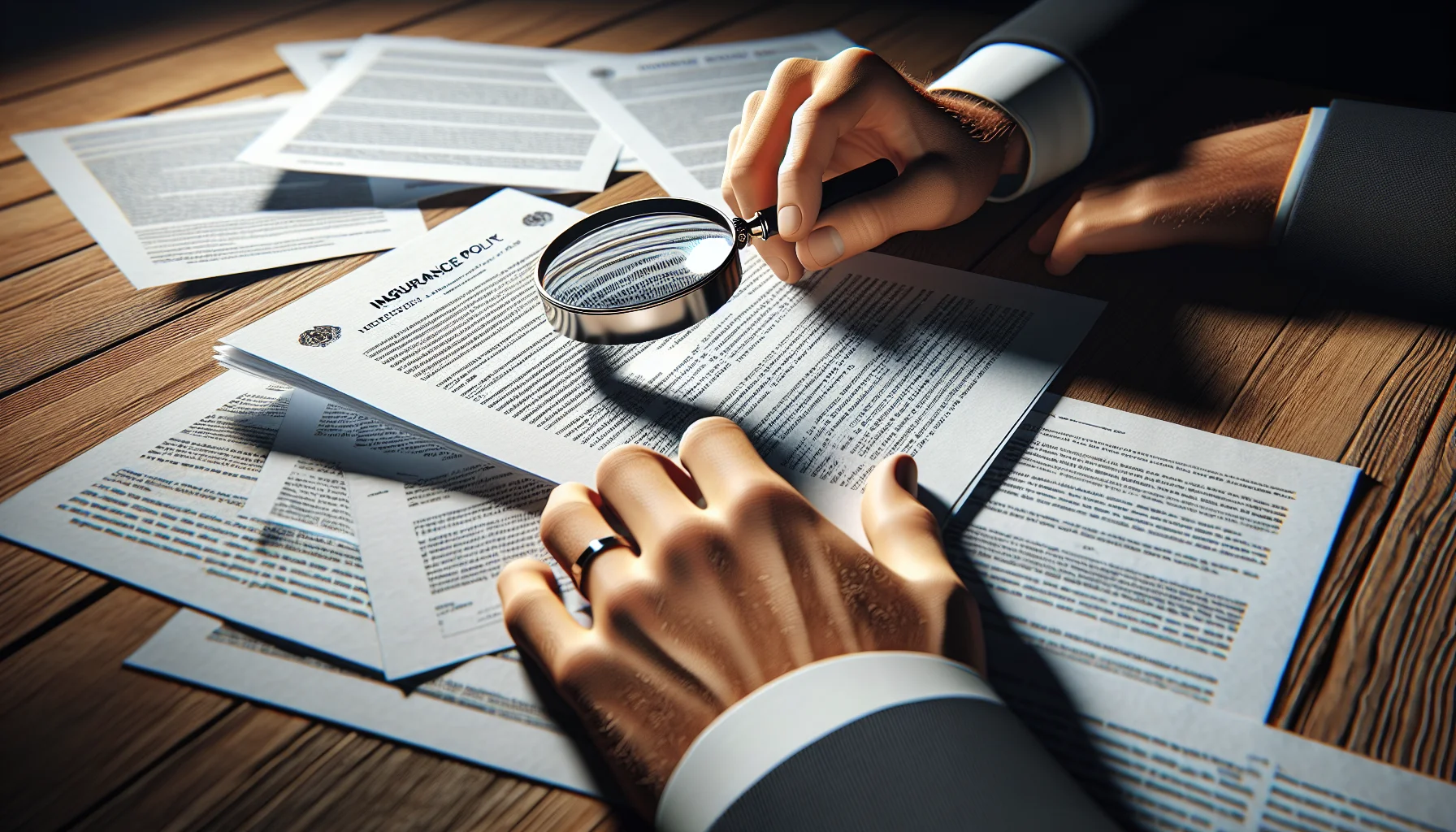 Detailprüfung von Haftpflichtversicherung Bedingungen mit Lupe