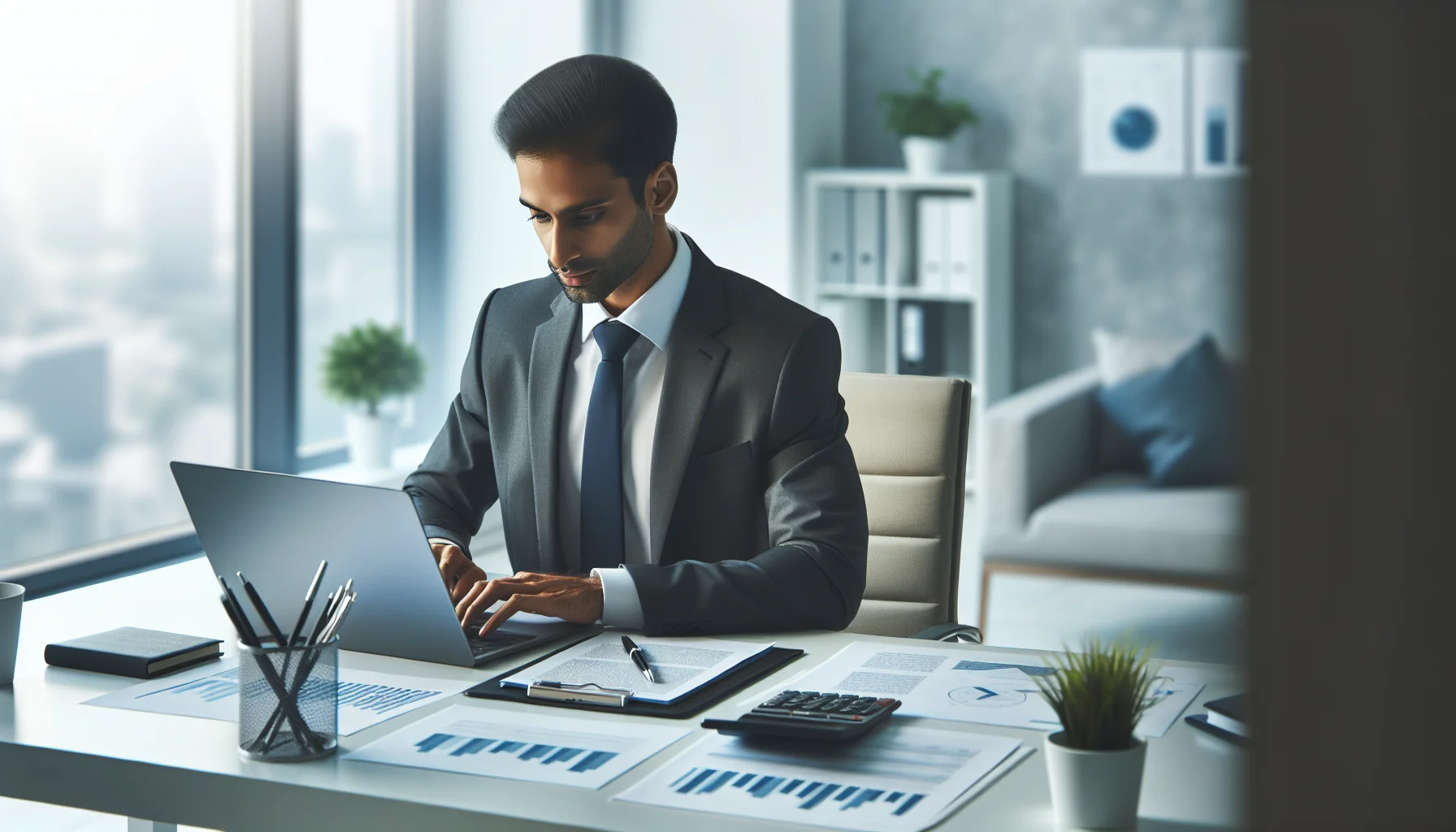 DVAG Vermögensberater bei der Arbeit im Büro