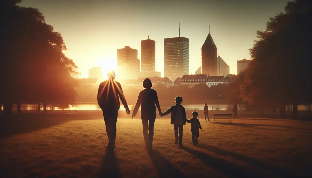 Familie beim Spaziergang in Karlsruhe - Unfallversicherung Schutz