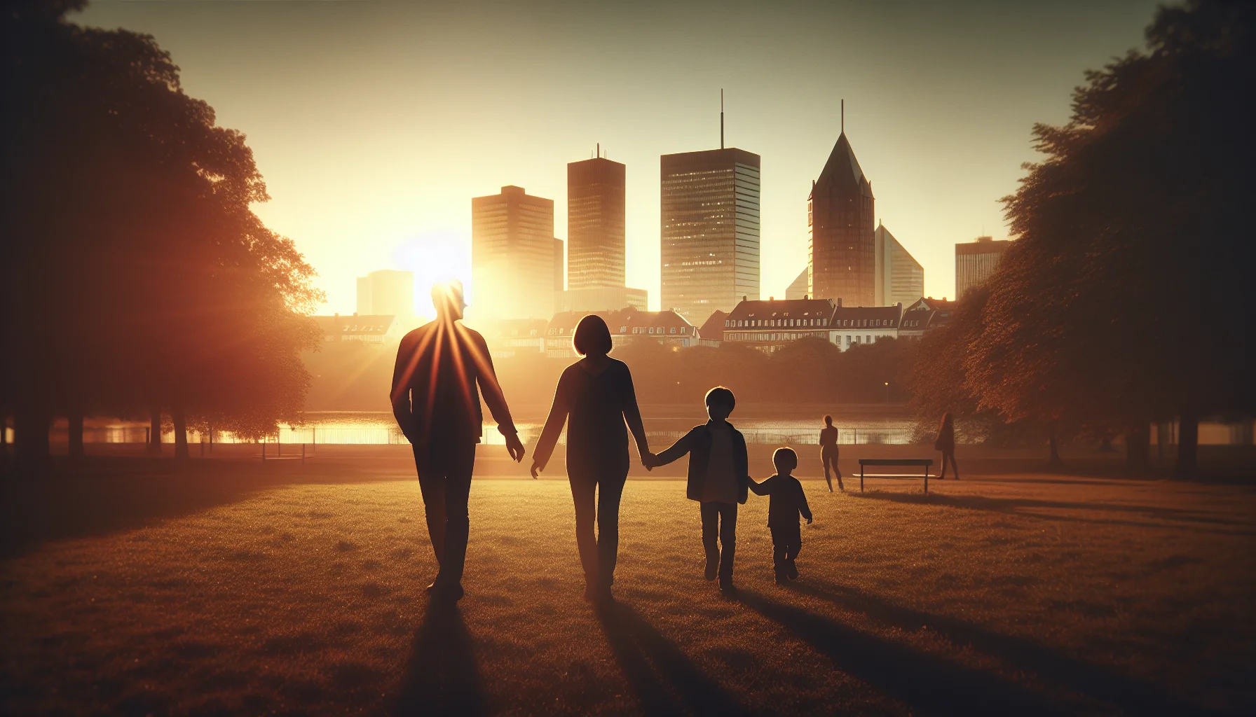 Familie beim Spaziergang in Karlsruhe - Unfallversicherung Schutz