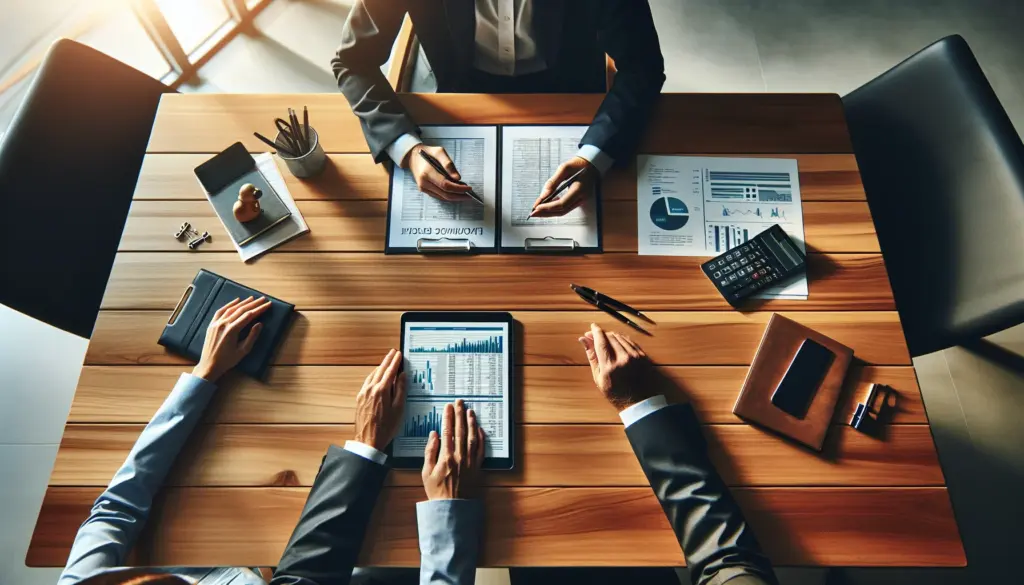 Finanzberatung in Karlsruhe - professionelle Beratungssituation mit Dokumenten und Tablet