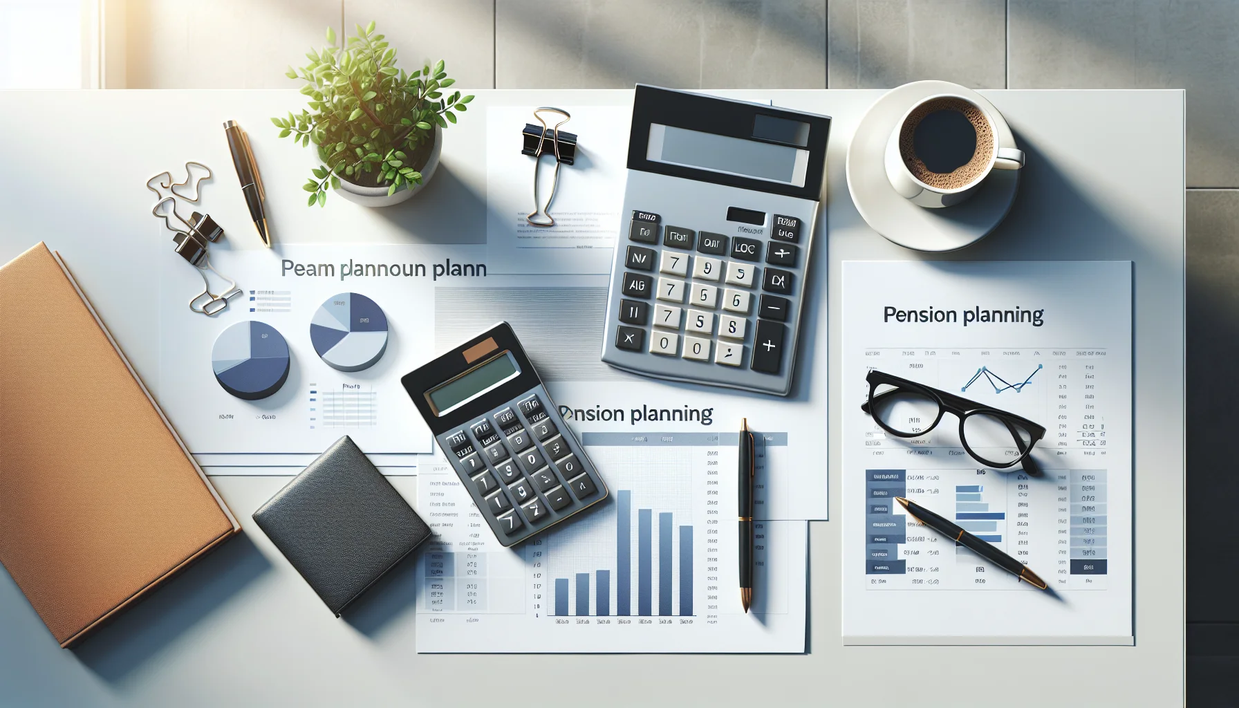 Finanzplanung für die Rente - Taschenrechner und Unterlagen zur Altersvorsorge