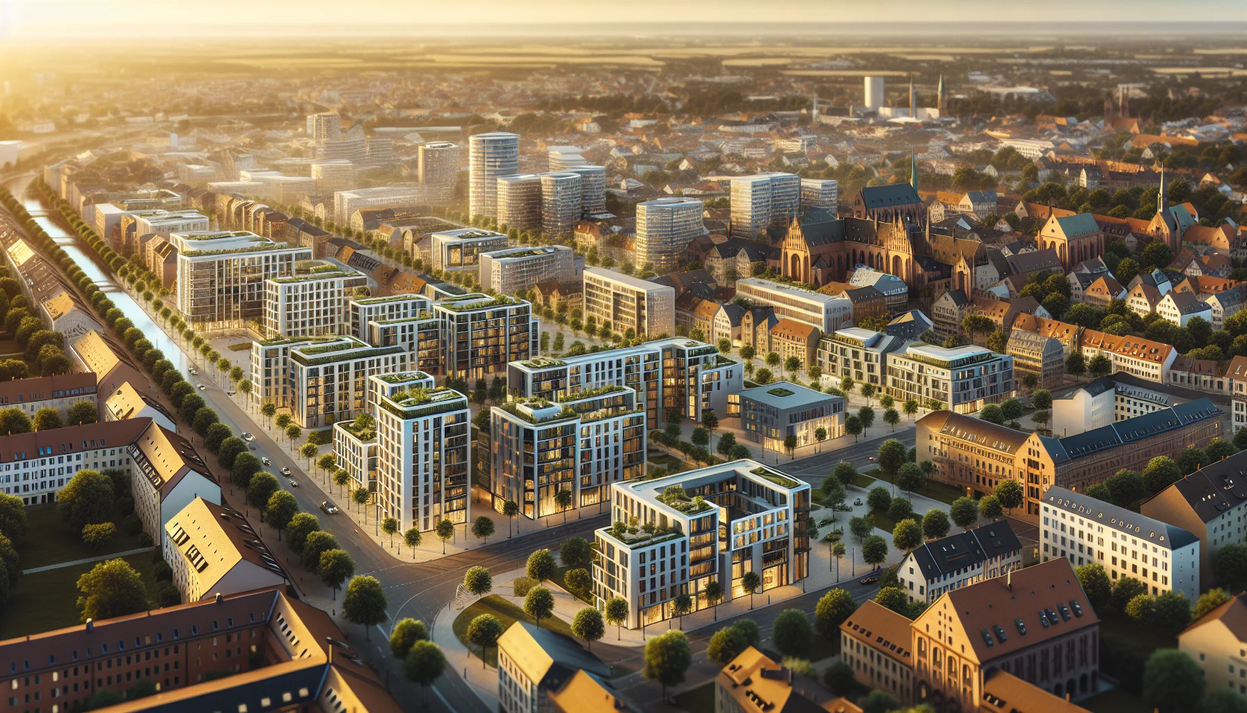 Luftaufnahme von Karlsruhe mit Wohngebäuden und Stadtentwicklung