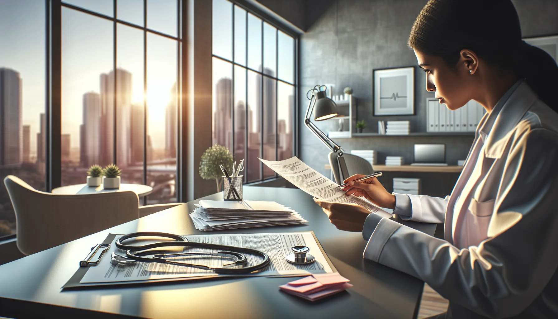 Private Krankenversicherung Beratung in Karlsruhe - moderne Arztpraxis mit Blick auf die Stadt