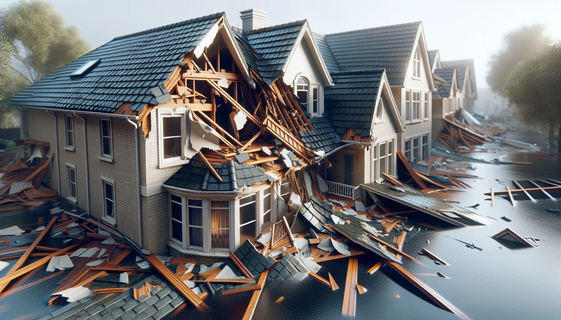 Sturmschäden an Wohngebäude - Dachziegel und Fassade beschädigt