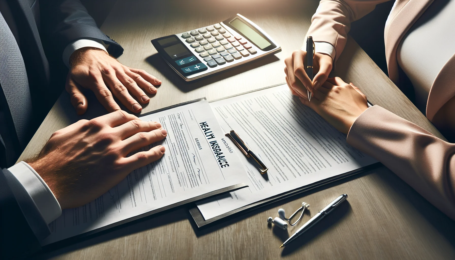Vergleich von gesetzlicher und privater Krankenversicherung - Dokumente auf Schreibtisch