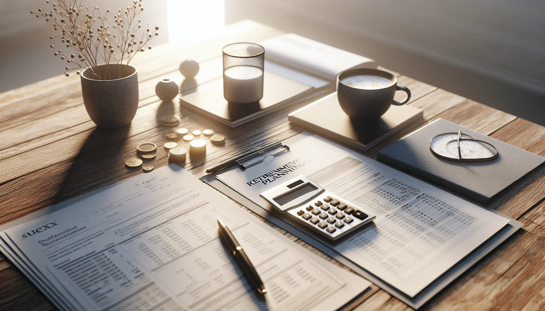 Altersvorsorge Karlsruhe - Professionelle Rentenplanung mit Dokumenten und Taschenrechner