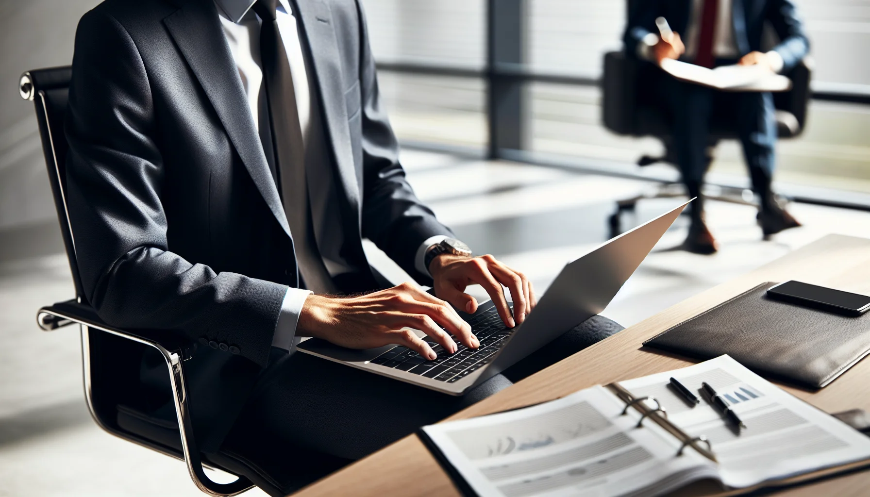 DVAG Vermögensberater bei der Arbeit im modernen Büro