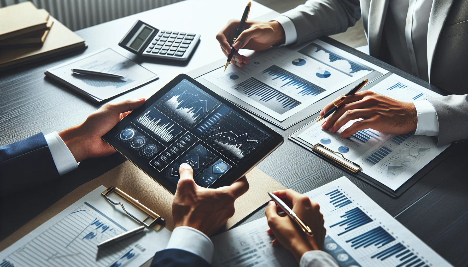 Finanzanalyse und Beratungsunterlagen auf Schreibtisch