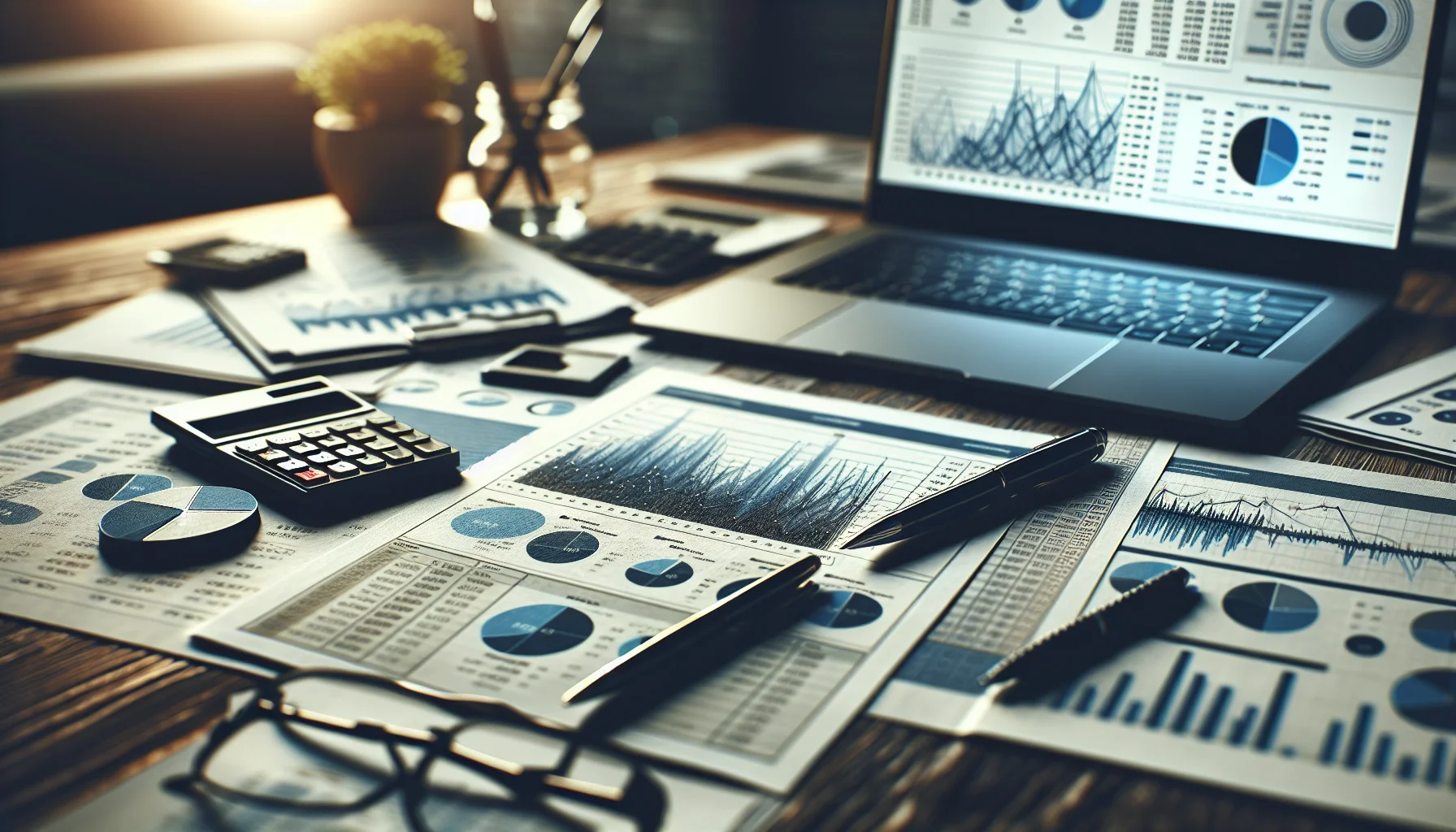 Finanzberatung Unterlagen und Dokumente auf Schreibtisch