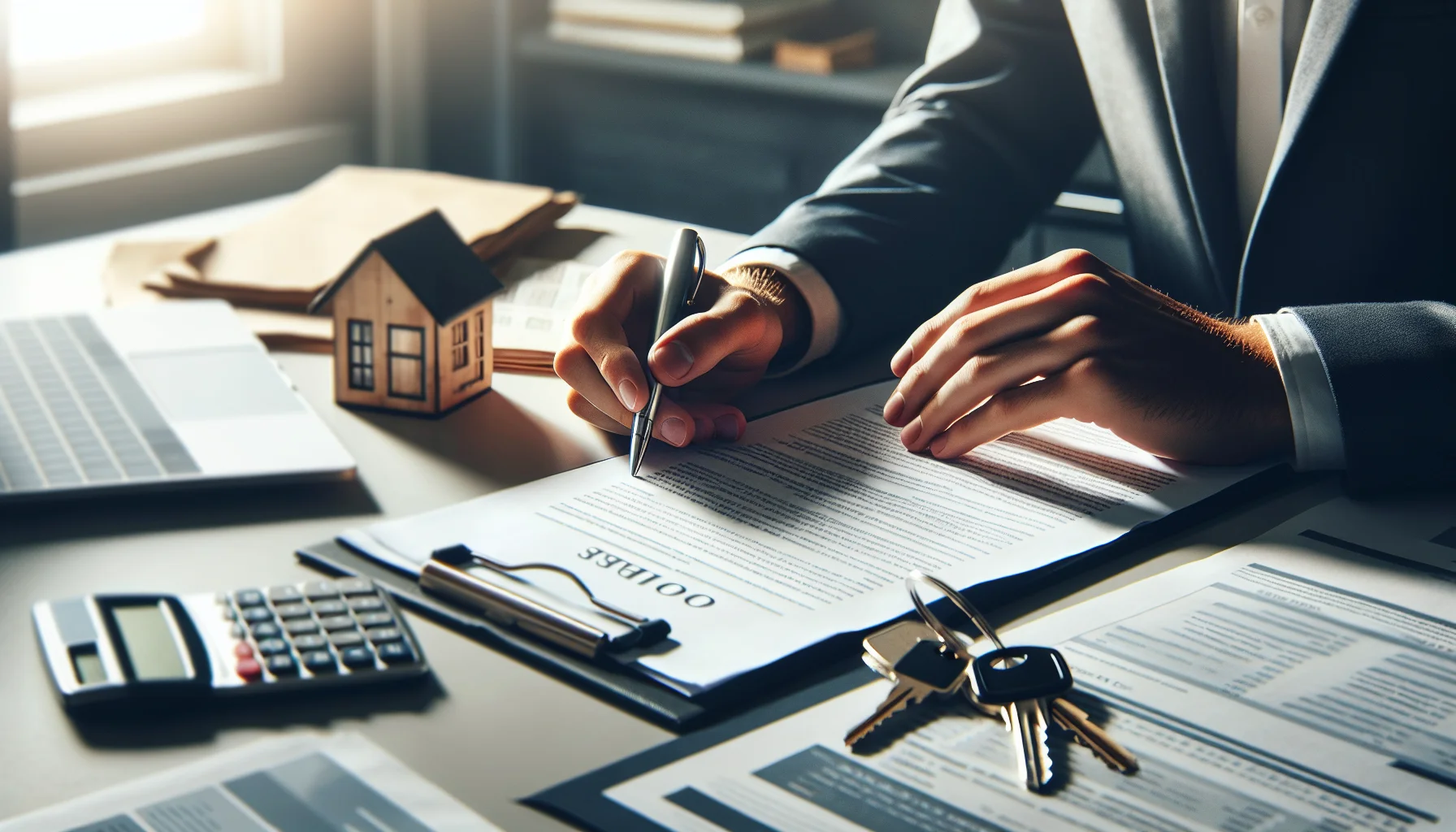 Finanzierungsunterlagen und Dokumente für Immobilienkauf werden geprüft