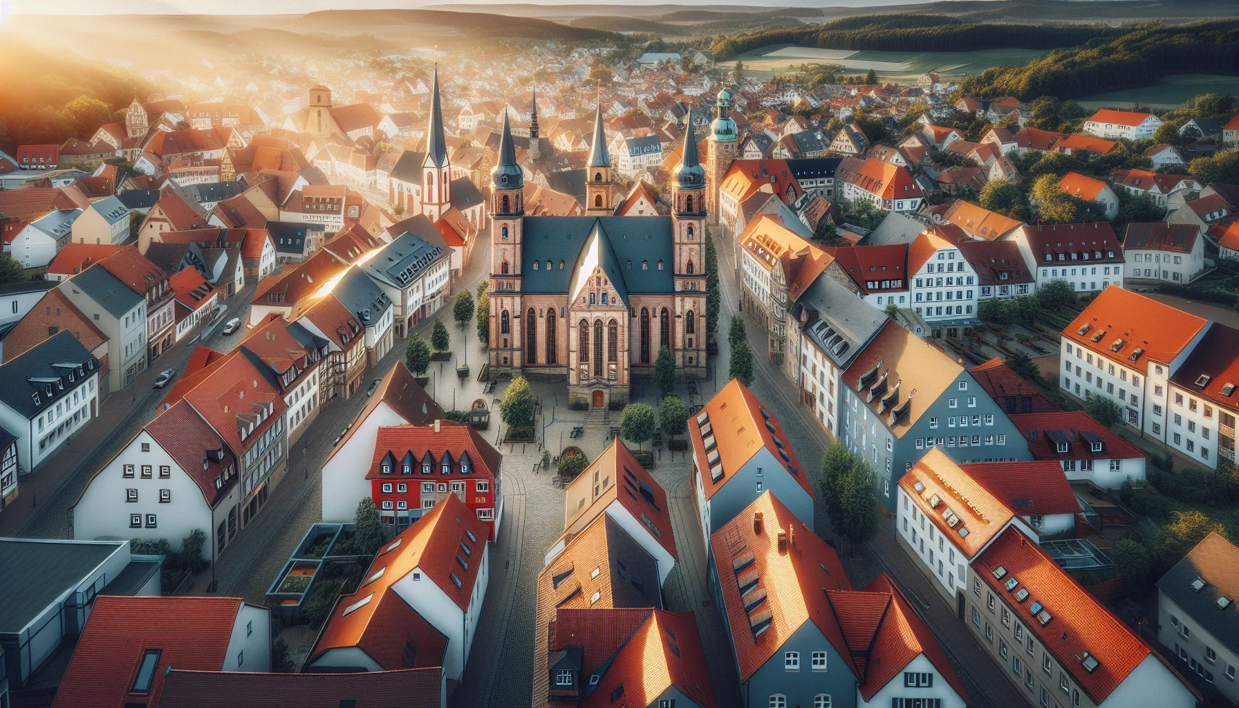 Luftaufnahme von Ettlingen mit historischen Gebäuden und modernen Wohnhäusern für Baufinanzierung