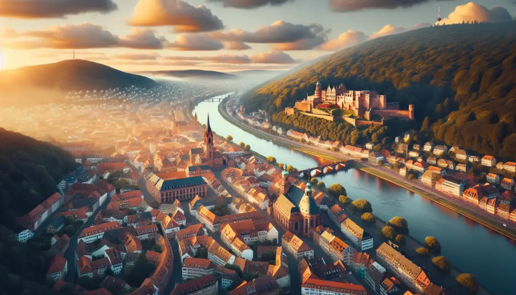 Luftaufnahme von Heidelberg mit historischer Altstadt und Neckar für Immobilienfinanzierung