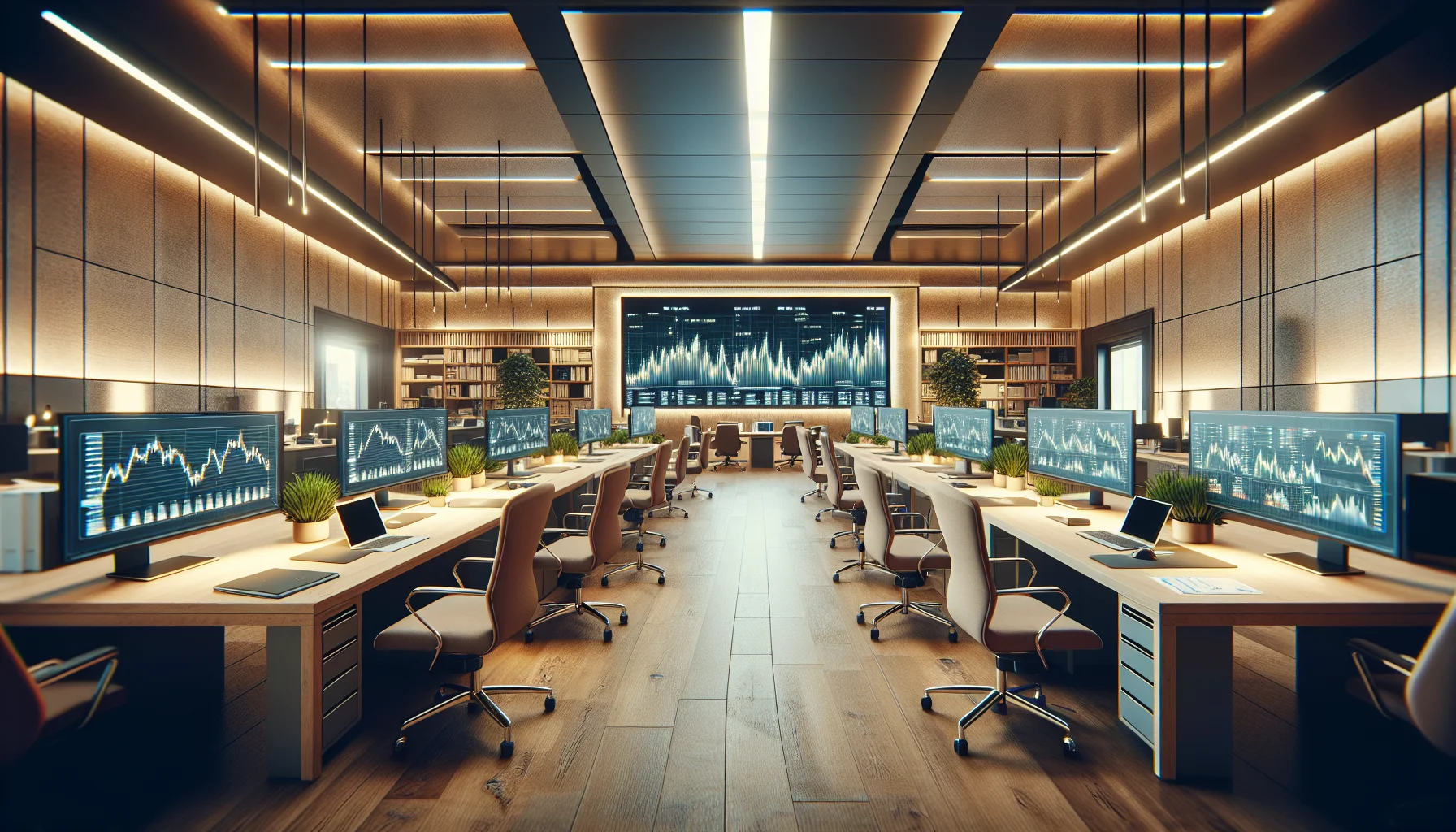 Modernes Büro für Quereinsteiger Finanzberater mit Arbeitsplätzen