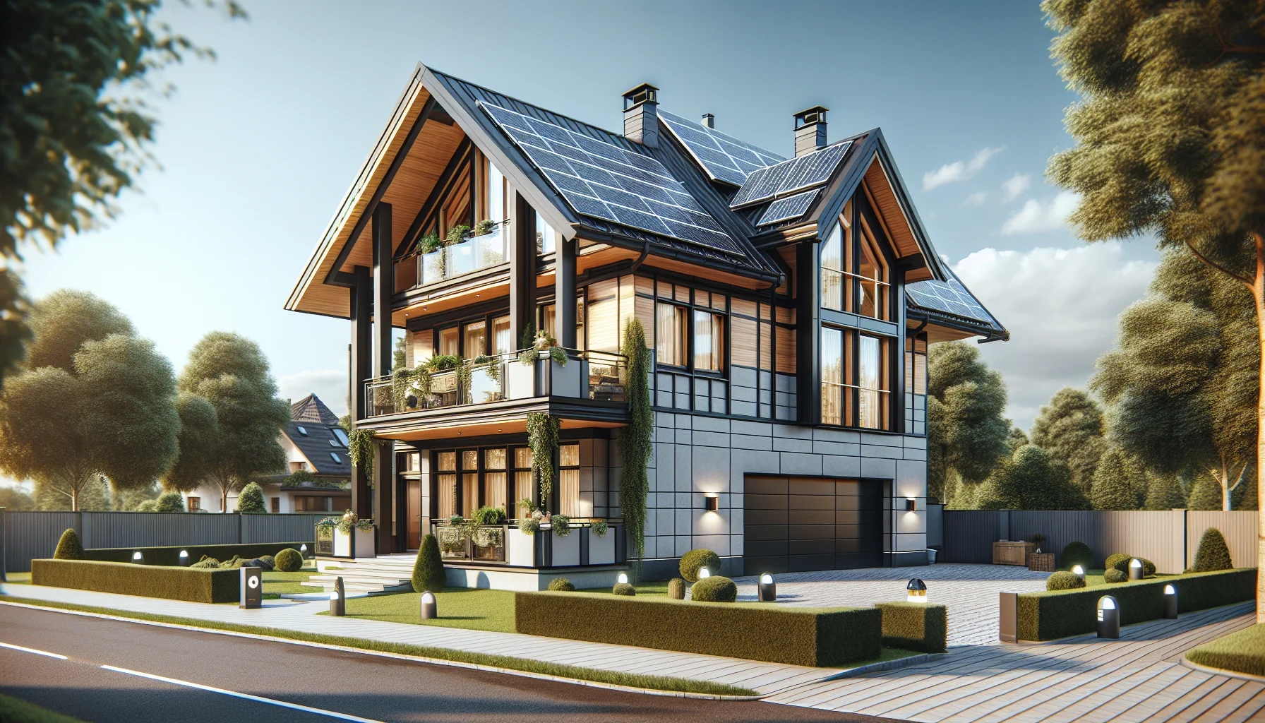 Modernes Einfamilienhaus in Deutschland als Ergebnis erfolgreicher Baufinanzierung