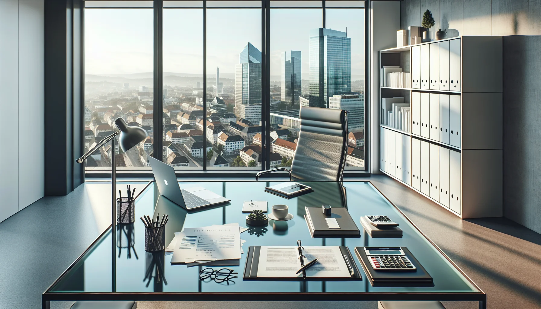 Professionelles Finanzberaterbüro in Karlsruhe mit Stadtblick