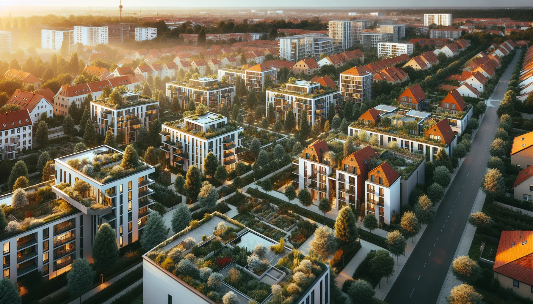 Wohnviertel in Pforzheim mit modernen Häusern für Baufinanzierung