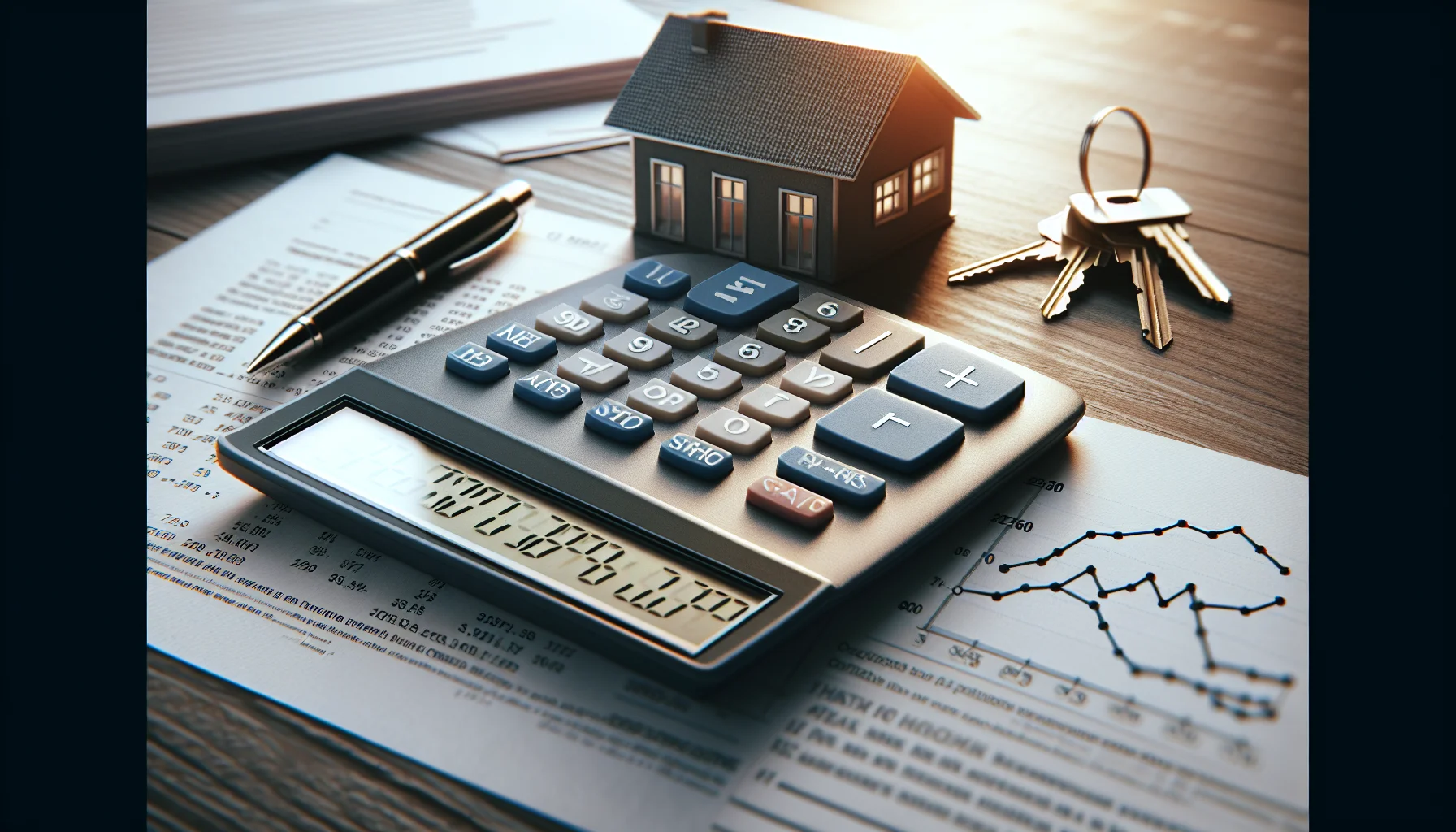 Zinsen vergleichen bei Baufinanzierung mit Taschenrechner und Unterlagen