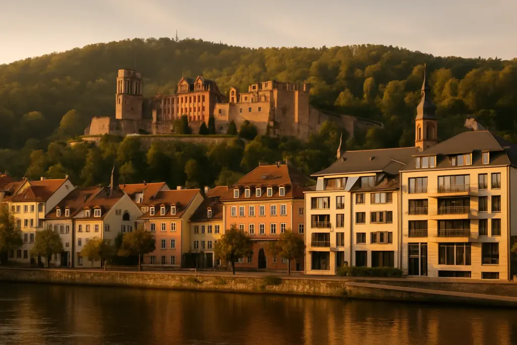 Immobilienfinanzierung Heidelberg – Blick auf die Heidelberger Altstadt mit Schloss und Neckar