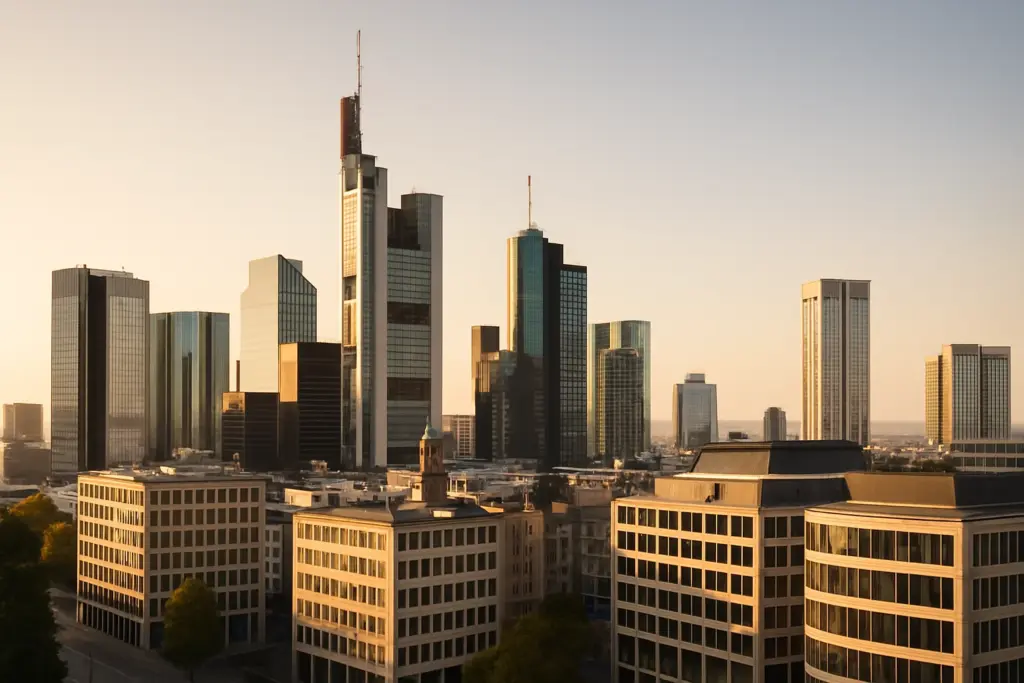Moderne Stadtansicht von Pforzheim mit Bürogebäuden als Symbol für betriebliche Altersvorsorge