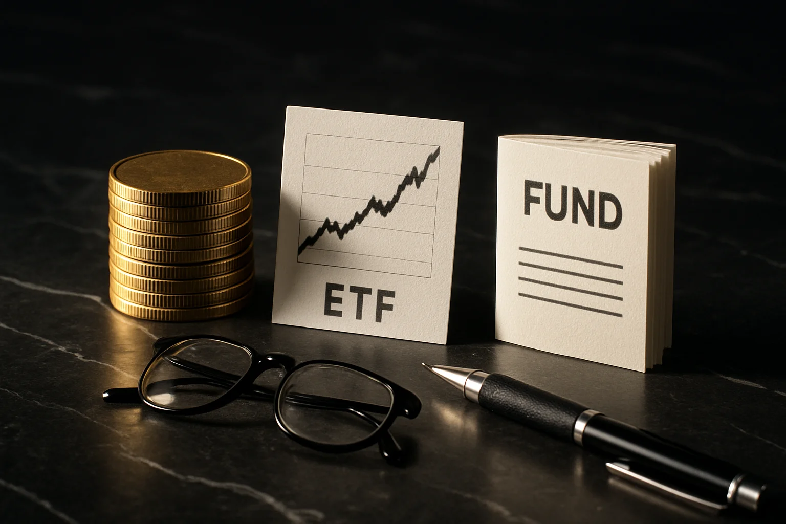 Vergleich ETF, Fonds und Festgeld als Geldanlage-Optionen – symbolische Darstellung der drei Anlageformen