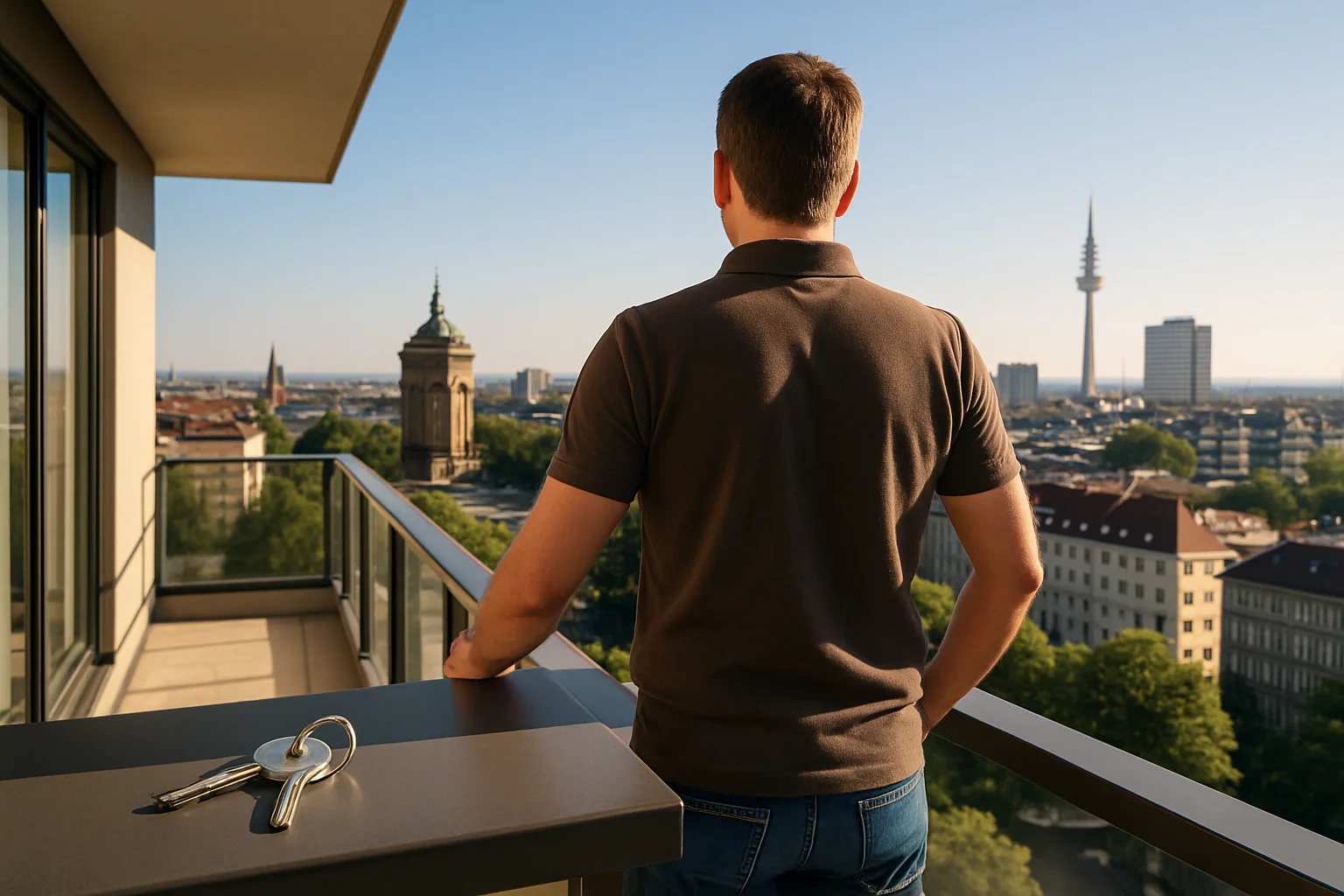 Hausbesitzer in Mannheim blickt entspannt auf die Stadt – Ergebnis einer gesicherten Anschlussfinanzierung durch Forward Darlehen