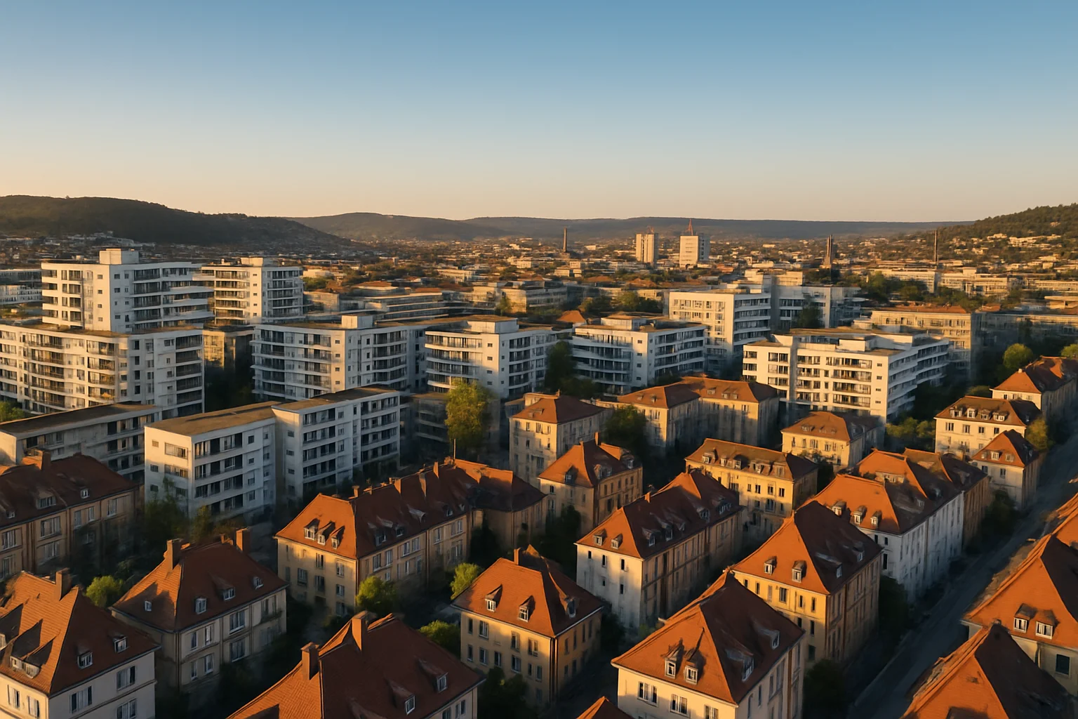 Luftaufnahme einer Stadt in Baden-Württemberg – Immobilienmarkt und Kaufnebenkosten im Überblick